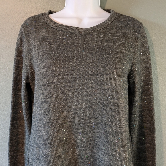 Olive Green Knit Sweater Dress with Star Sequin Size M - Picture 2 of 7